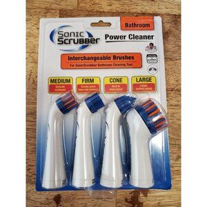 NEW! Sonic Scrubber Bathroom Cleaning 4 Interchangeable Brush Heads Tools Power